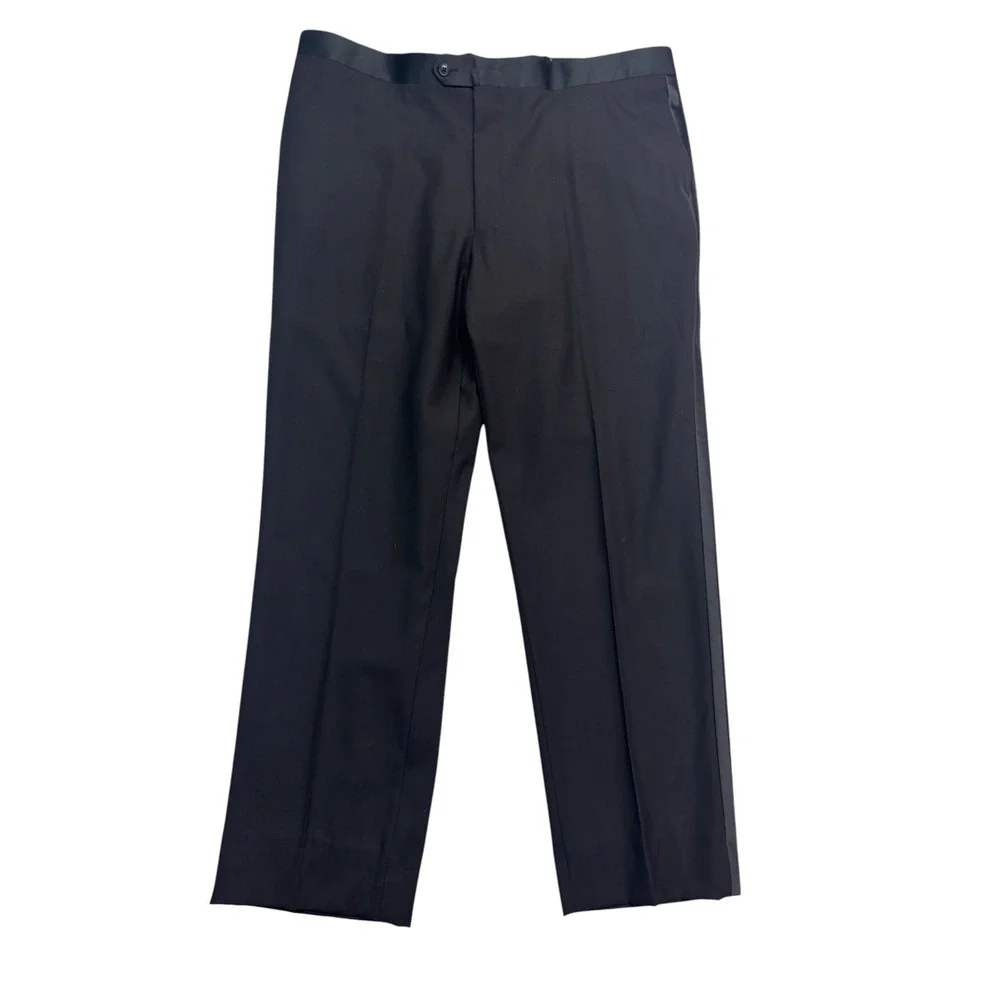 Pronto Uomo 48R 43x33 Black Tuxedo 2pc Pant Suit Wool Formal Evening Dinner Tux